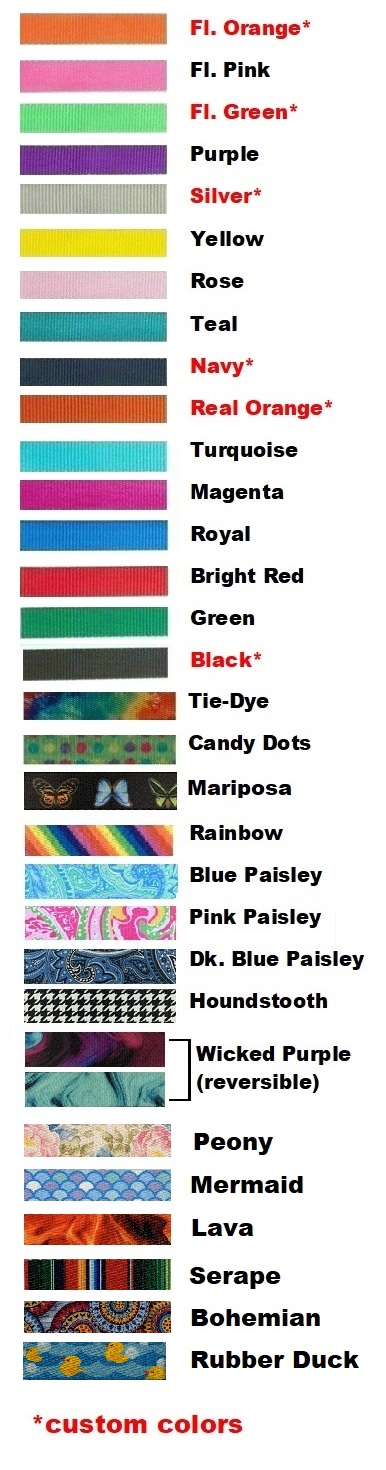 Standard Colors Available Standard Colors
